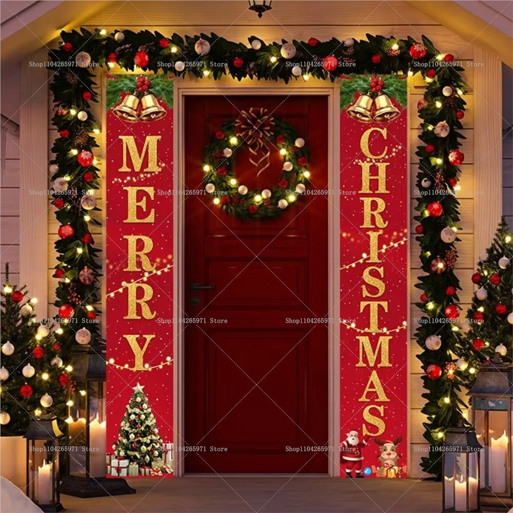 Stunning Christmas Door Couplet for Home Decor!, Festive Christmas Door Banner 2025!, Festive Entrance Magic Merry Christmas Door Banner & Decoration!,