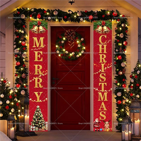 Stunning Christmas Door Couplet for Home Decor!, Festive Christmas Door Banner 2025!, Festive Entrance Magic Merry Christmas Door Banner & Decoration!,