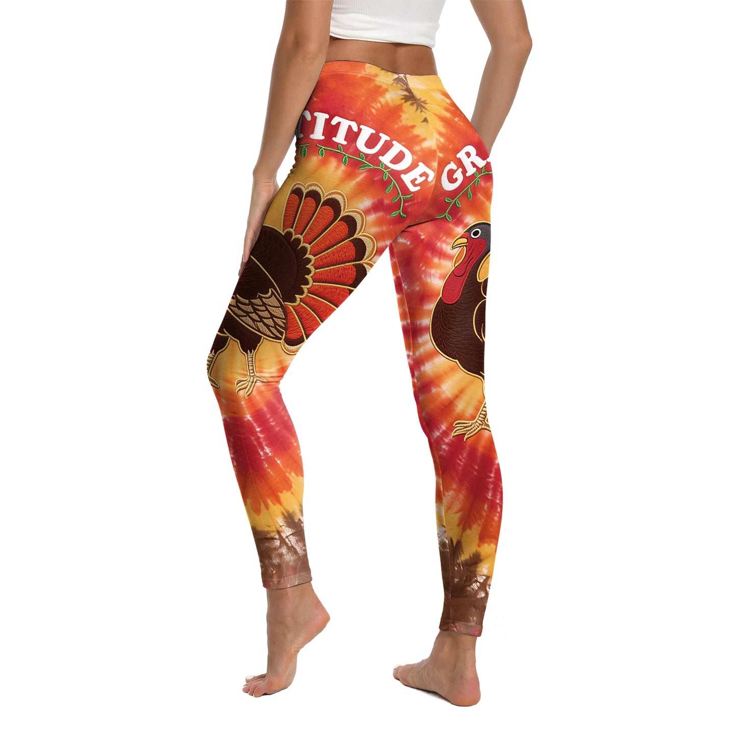 High Quality 2026 Edition Maple Leaf Pattern Cosplay Leggings Thanksgiving Day Turkey Tight Pants Woman Autumn Holiday Costumes Party Performance Trousers