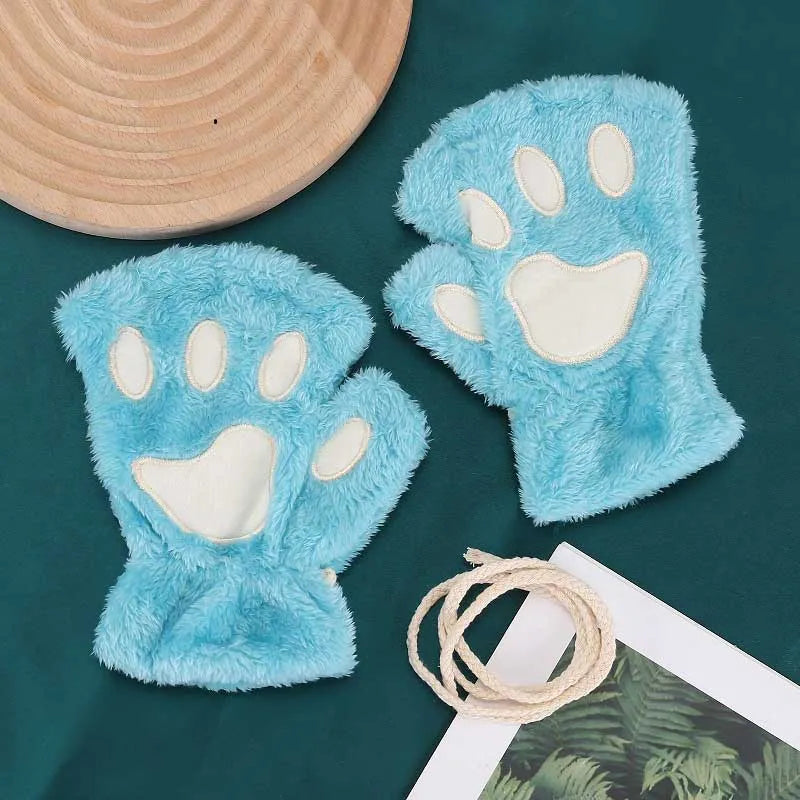 Quality Premium 2026 Style Women Gloves Bear Palm Paw Animals Plushclaw Glove Winter Fluffy Cat Paw Full Finger Gloves Keep Warm Lovely Soft Furry Mittens