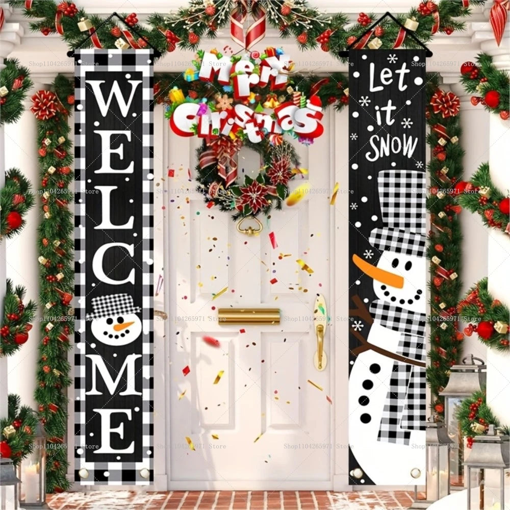 Stunning Christmas Door Couplet for Home Decor!, Festive Christmas Door Banner 2025!, Festive Entrance Magic Merry Christmas Door Banner & Decoration!,