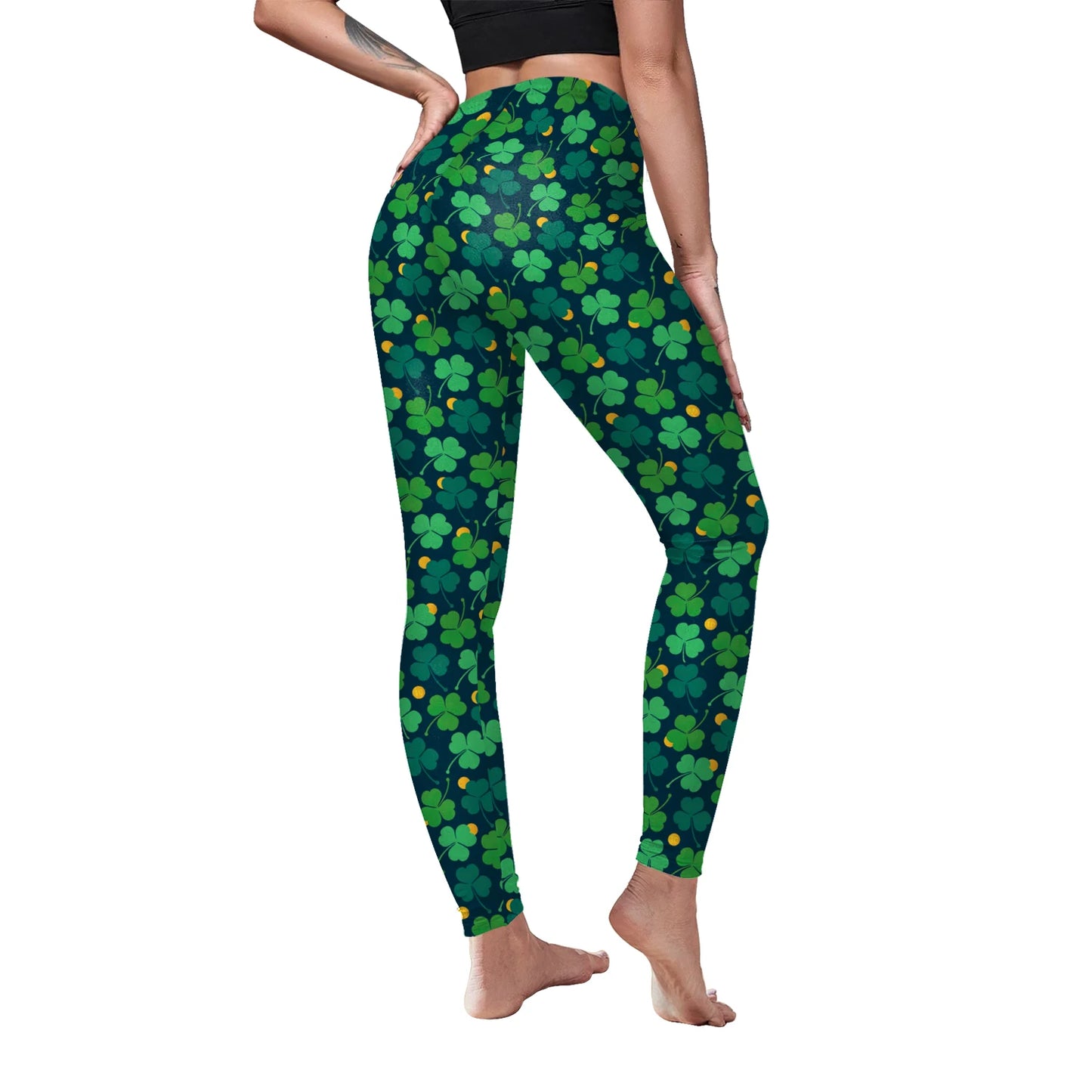 Sexy Elastic Leggings You're My Secret Clover Print Leggings Festive, Stretchy & Figure Flattering!, Celebrate in Style, Party-Ready Leggings Green Clover Print for Fun, Festive Vibes
