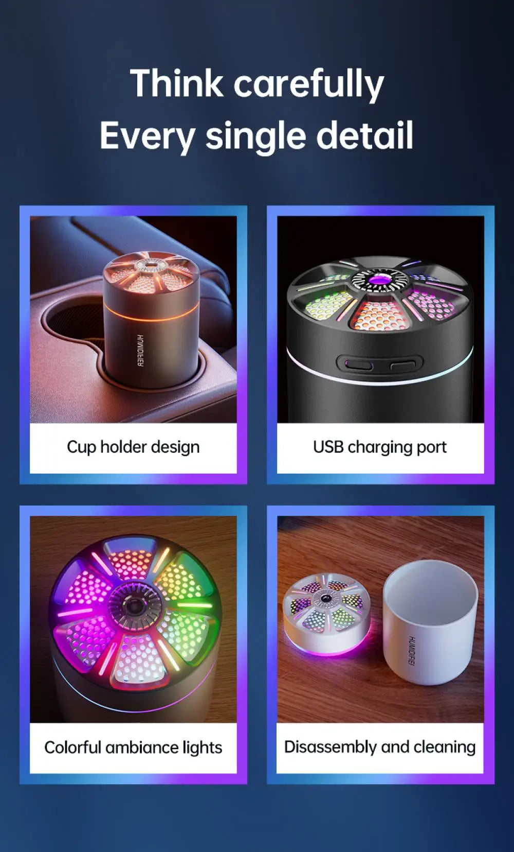 High Quality 2026 Car Mini Air Humidifier Auto Air Purifier Aromo Air Freshener with LED Light For Car Aroma Aromatherapy Diffuser Accessories