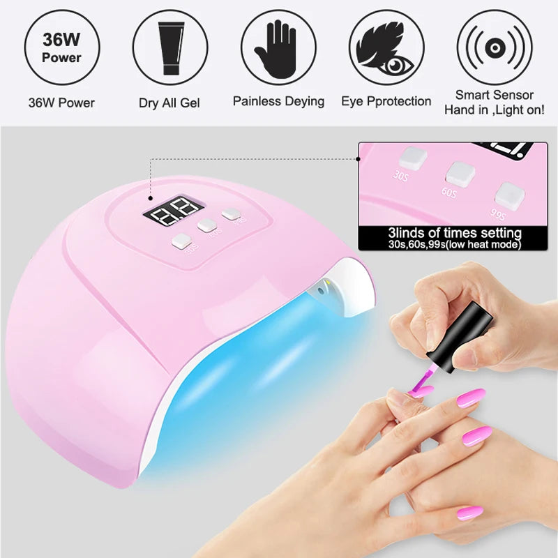 Complete Nail Gel Polish Kit with UV Lamp & Trendy Colors!, Complete Nail Gel Polish Kit with UV Lamp & Trendy Colors!, DIY 2026 Nail Magic Soak Off UV Gel Set with Everything You Need to Slay!