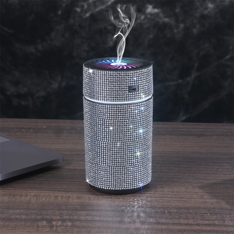 High Quality 2026 Edition Luxury Shiny Car Diffuser Humidifier with LED Light Diamond Auto Air Purifier Diffuser Air Freshener Bling Car Accessories