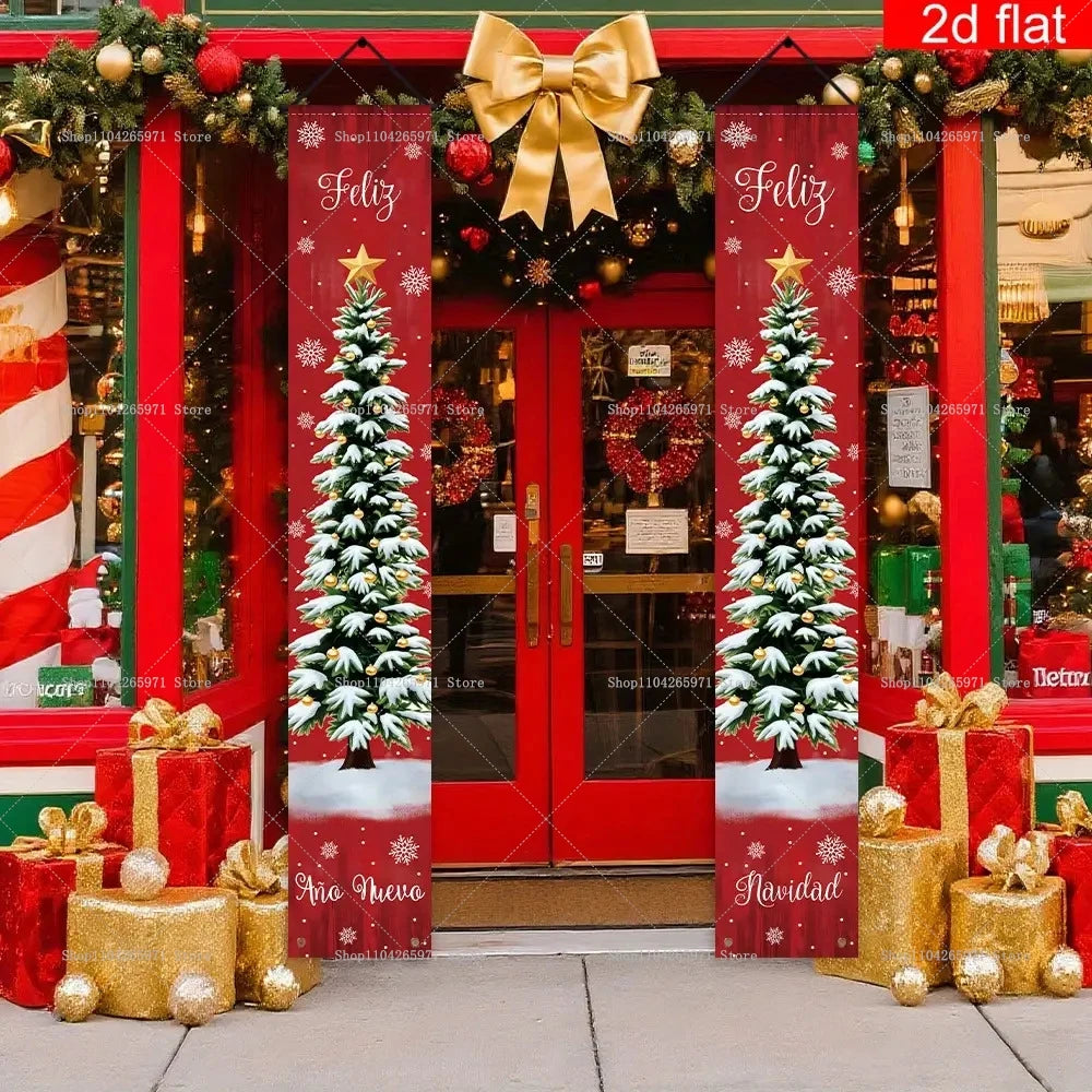 Stunning Christmas Door Couplet for Home Decor!, Festive Christmas Door Banner 2025!, Festive Entrance Magic Merry Christmas Door Banner & Decoration!,