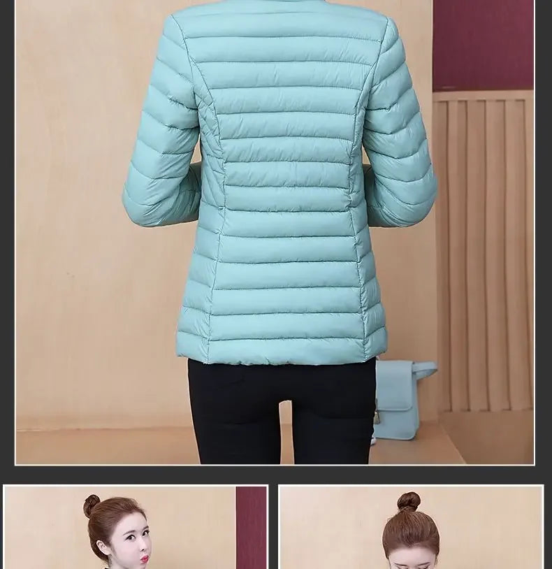 Fashion Women Puffer Jackets Ultralight Duck Down Cotton Jacket 2023 New Autumn Winter Long Sleeve Warm Coat Female Parka