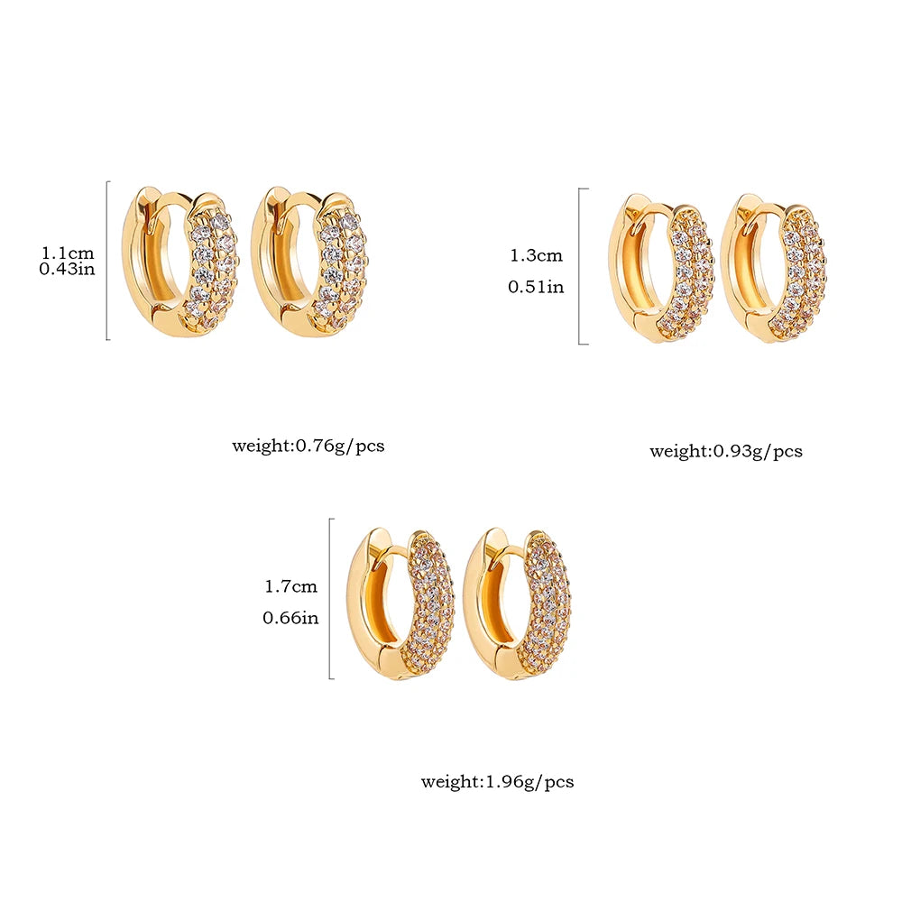 Premium Luxury Quality 2026 Edition High Class Luxury 2026 Style New Gold Plated Huggie Earrings with CZ Zircon Thin Ear Hoops Cartilage Earring for Women Round Minimal Earring Piercing Jewelry