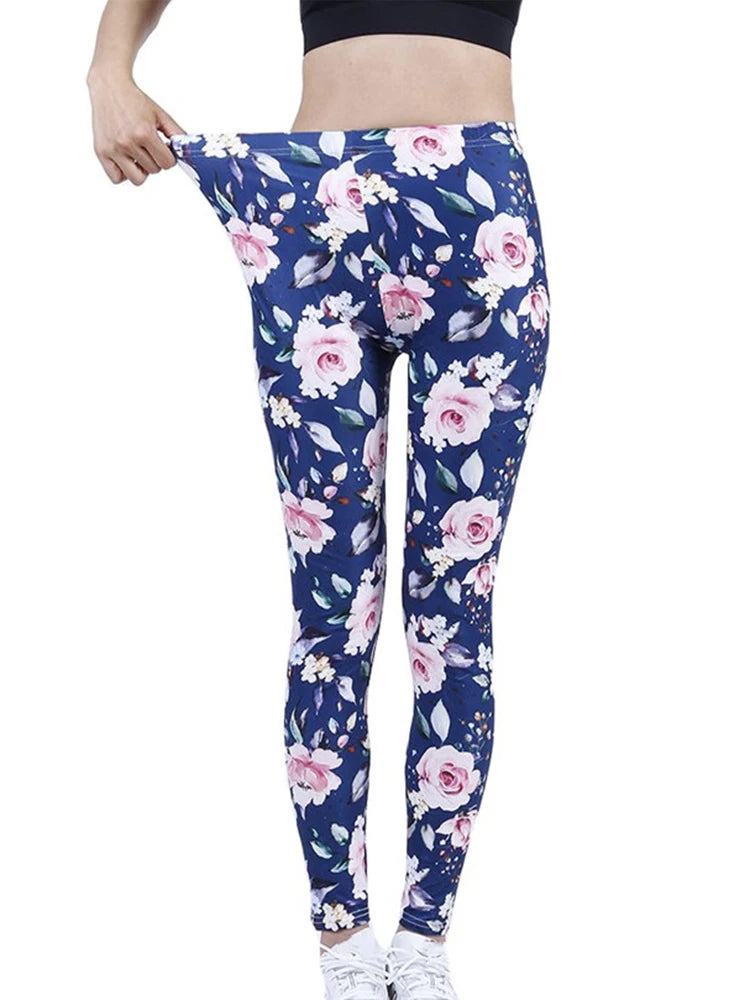 Brand New 2026 Edition CUHAKCI Fashion Women Leggings Beautiful Leaf Floral Printing High Waist Jeggings Stretch Pant Sexy Hot Sale Clothing Mujer