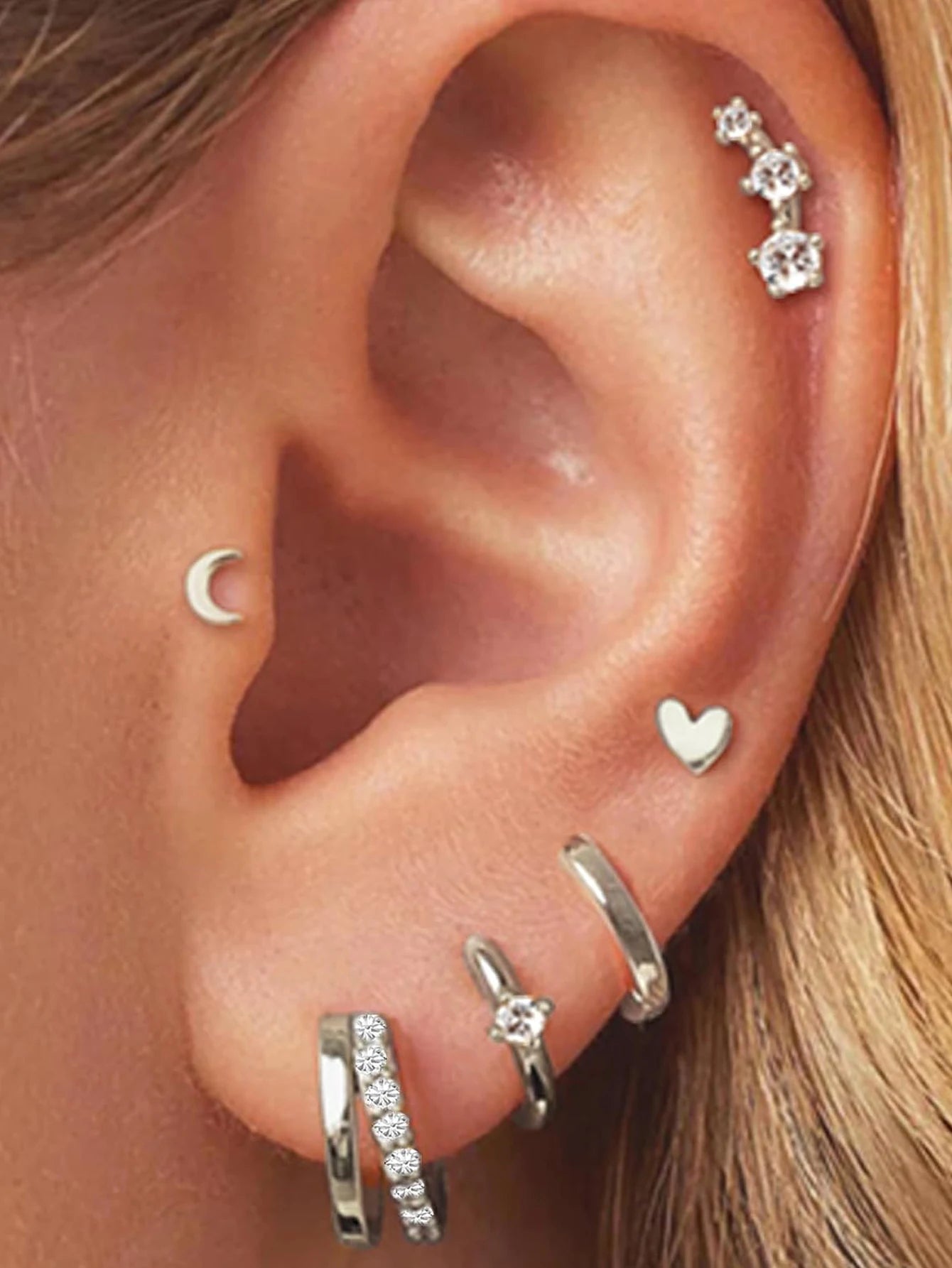 Premium Quality 2026 Luxury Edition 6 Pairs Small Gold Hoop Stud Earrings Set for Somen, 14K Gold Plated  Huggie Hoop Earrings Double Hoop Earrings CZ Stud Earrings