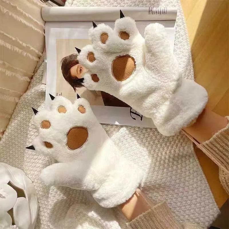 Quality Premium 2026 Style Women Gloves Bear Palm Paw Animals Plushclaw Glove Winter Fluffy Cat Paw Full Finger Gloves Keep Warm Lovely Soft Furry Mittens