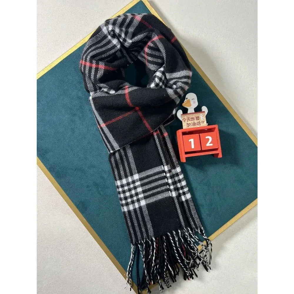 Luxury Cashmere Scarf Warm, Plush & Effortlessly Chic, Premium Plaid Cashmere Shawl for Men & Women Trendy