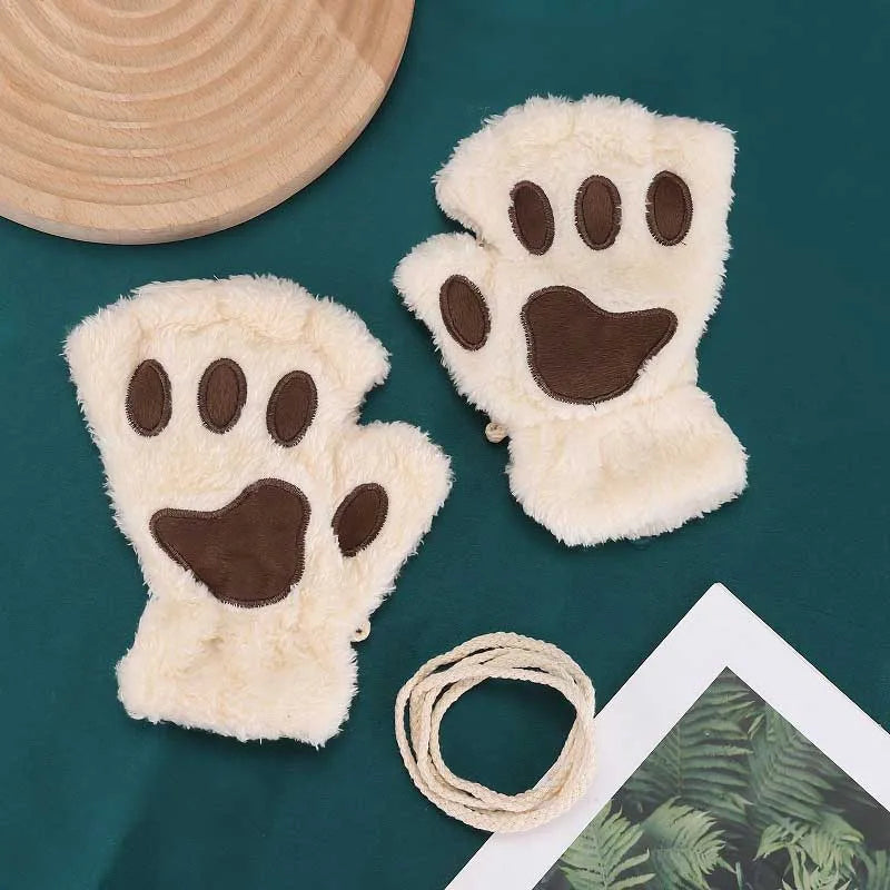 Quality Premium 2026 Style Women Gloves Bear Palm Paw Animals Plushclaw Glove Winter Fluffy Cat Paw Full Finger Gloves Keep Warm Lovely Soft Furry Mittens