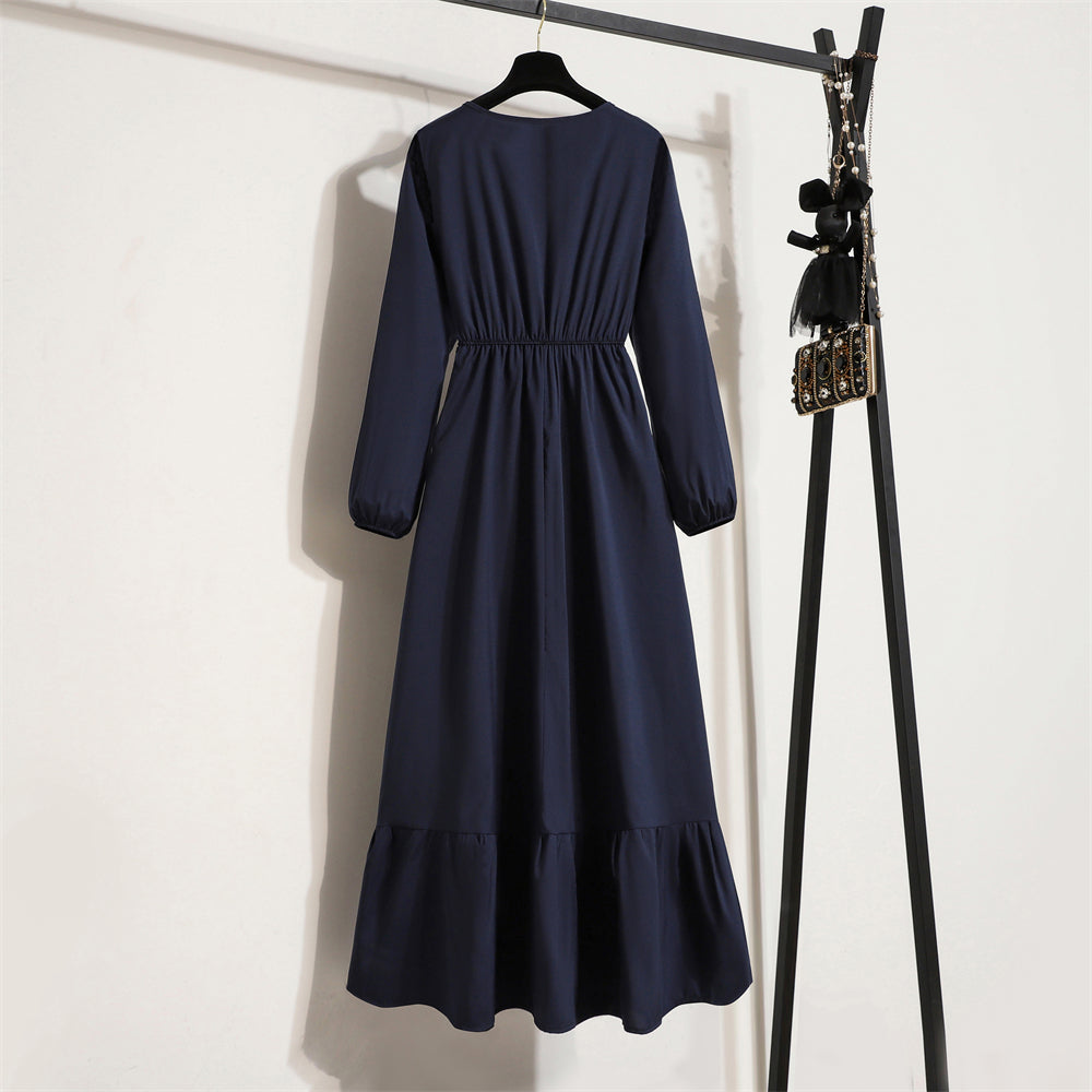 Premium Chiffon Maxi Dress for Trendy Women, Spring & Autumn Solid Loose Maxi Dress, Luxury & Comfort Combined Full Sleeve O-Neck Casual Dress for Every Occasion,