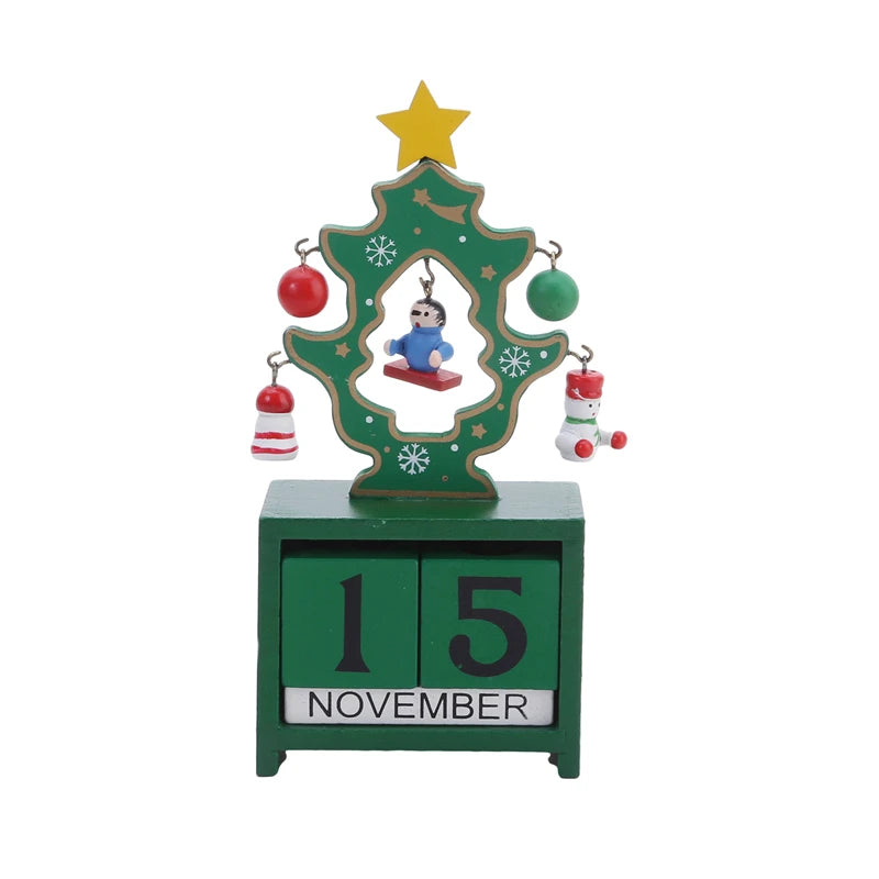 Bring Joy to Your Desk Christmas Countdown Calendar with Cute Characters!, Countdown to Christmas Santa, Elk & Snowman Wooden Calendar! , Festive Wooden Christmas Countdown Calendar!