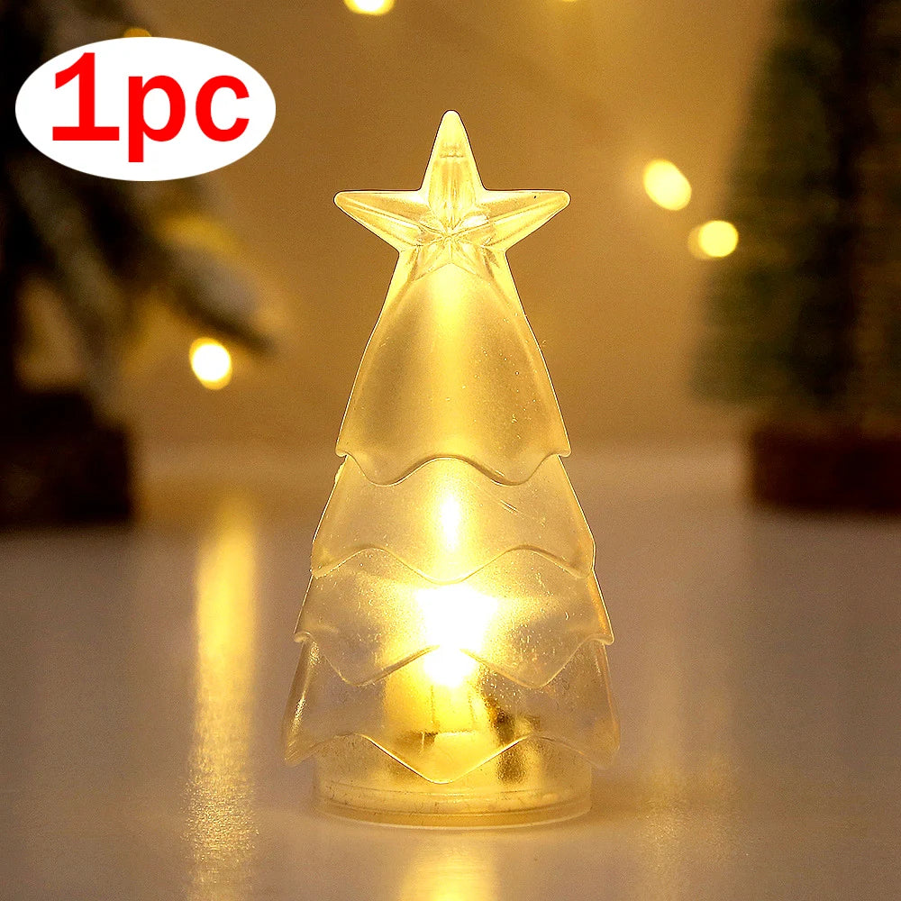 Christmas Night Lights Mini Xmas Tree Candle Lamps 4/1pcs ,Twinkle & Glow  Mini Xmas Tree Candle Lamps for a Magical Christmas!, Tiny Trees, Big Glow — Mini Xmas Candle Lamps for Your Home