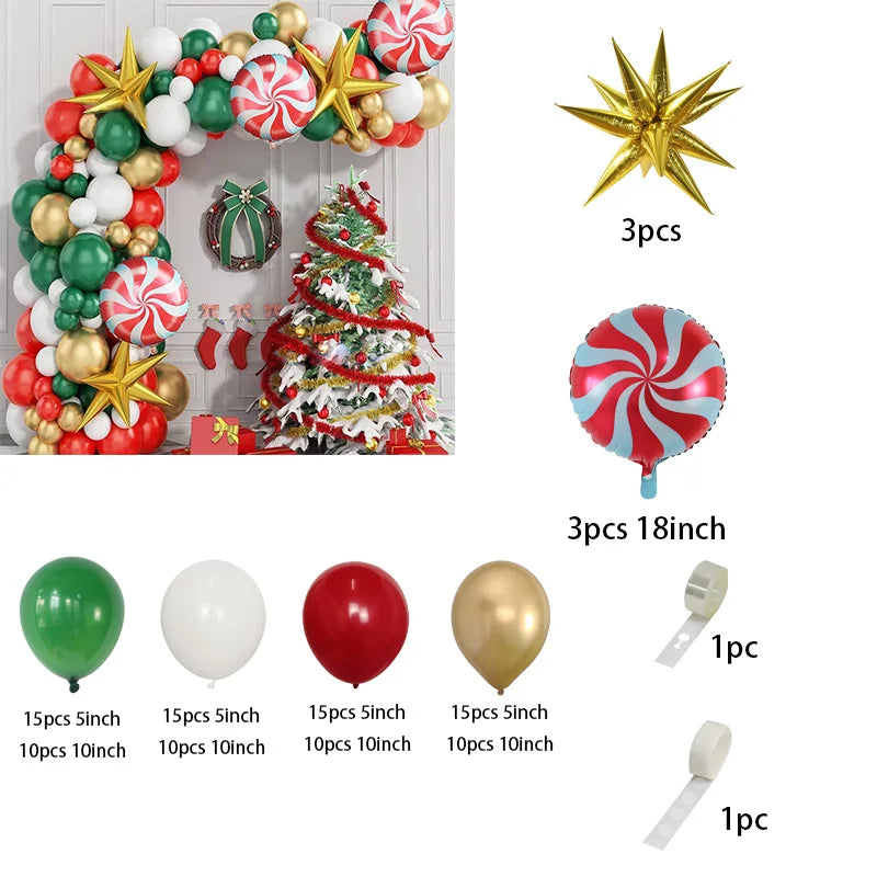 🎄Christmas Party Balloon Arch 2025, Balloon Garland for Christmas & New Year Celebrations!, Create a Festive Wonderland, Deck the Halls in Style Red & Green Christmas Balloon Arch Kit!