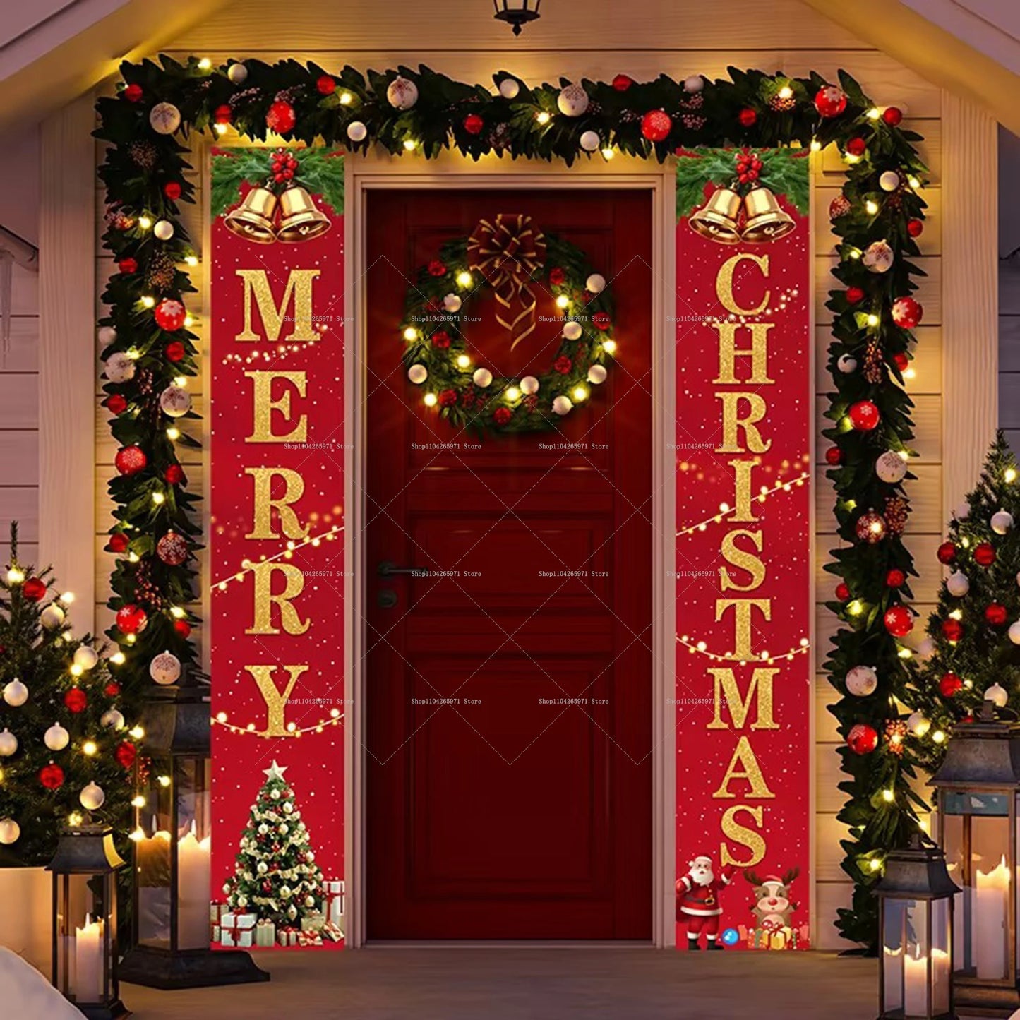Stunning Christmas Door Couplet for Home Decor!, Festive Christmas Door Banner 2025!, Festive Entrance Magic Merry Christmas Door Banner & Decoration!,