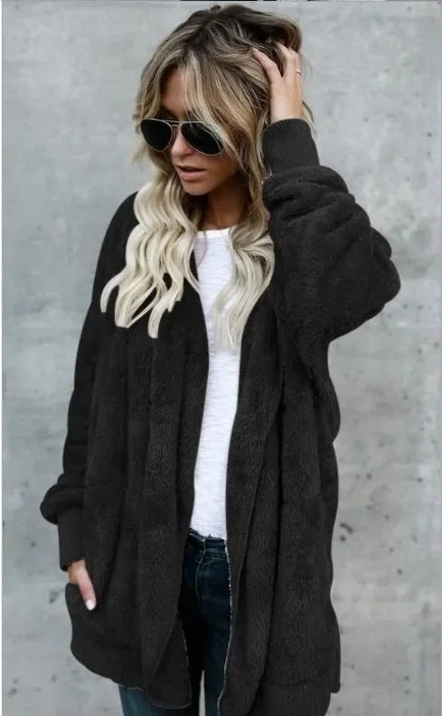 Trend Fashion 2026 Premium Oversized Fleece Cardigan Soft, Stylish & Winter Perfect , Double Fleece Hooded Jacket Plush, Warm & Effortlessly