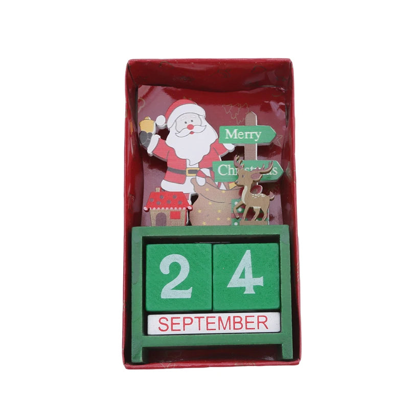 Bring Joy to Your Desk Christmas Countdown Calendar with Cute Characters!, Countdown to Christmas Santa, Elk & Snowman Wooden Calendar! , Festive Wooden Christmas Countdown Calendar!