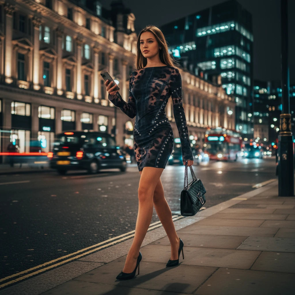 Leopard Print Mini Dress Flared 2026 Fashion , Sexy & Y2K Revival Energy, Premium Slim Fit Leopard Dress Chic, Confident & Party Ready