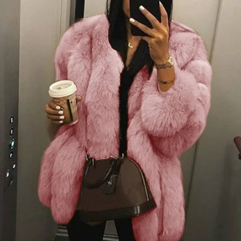 Fall Faux Fur Jackets for Women Long Puff Sleeve Woman Coat Solid Short Warmth Outerwear Clause Ladies Elegant Streetwear