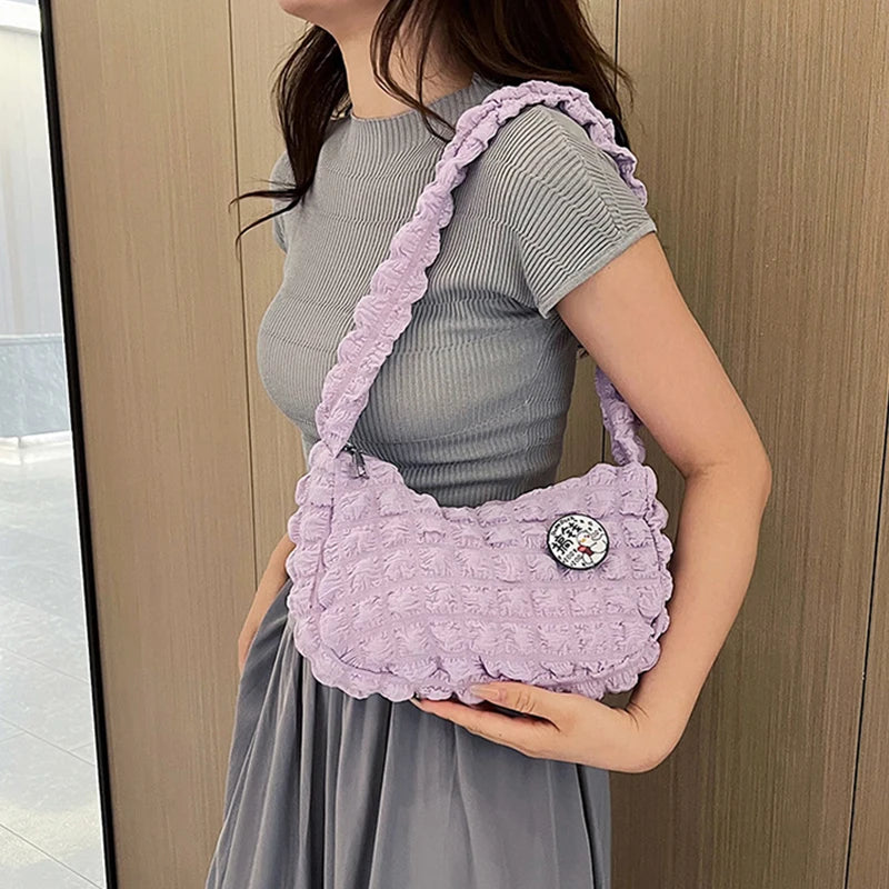 Premium Soft Cloud Bubbles Handbags For Woman Girls Pleated Cloud Underarm Bag Pouch Bag Casual Shoulder Bag Women Cute Purse