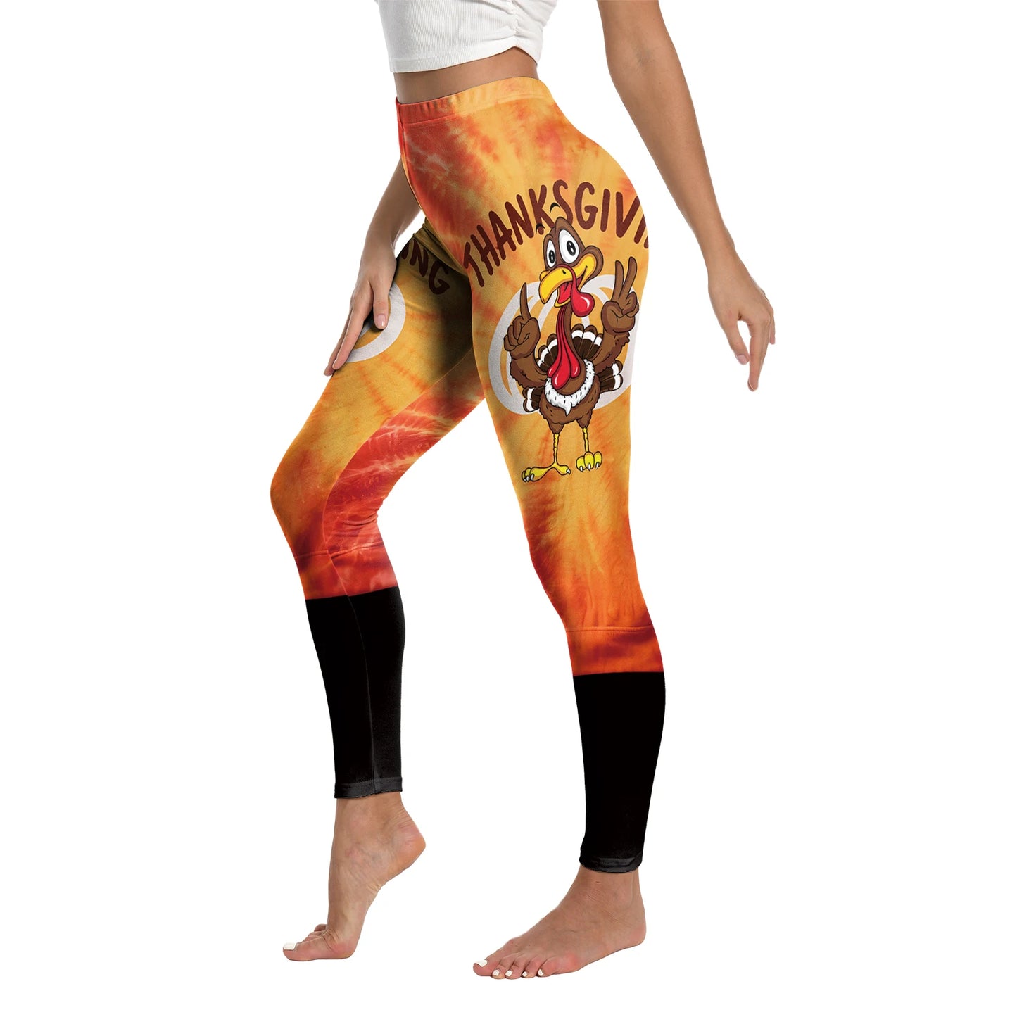 High Quality 2026 Edition Maple Leaf Pattern Cosplay Leggings Thanksgiving Day Turkey Tight Pants Woman Autumn Holiday Costumes Party Performance Trousers