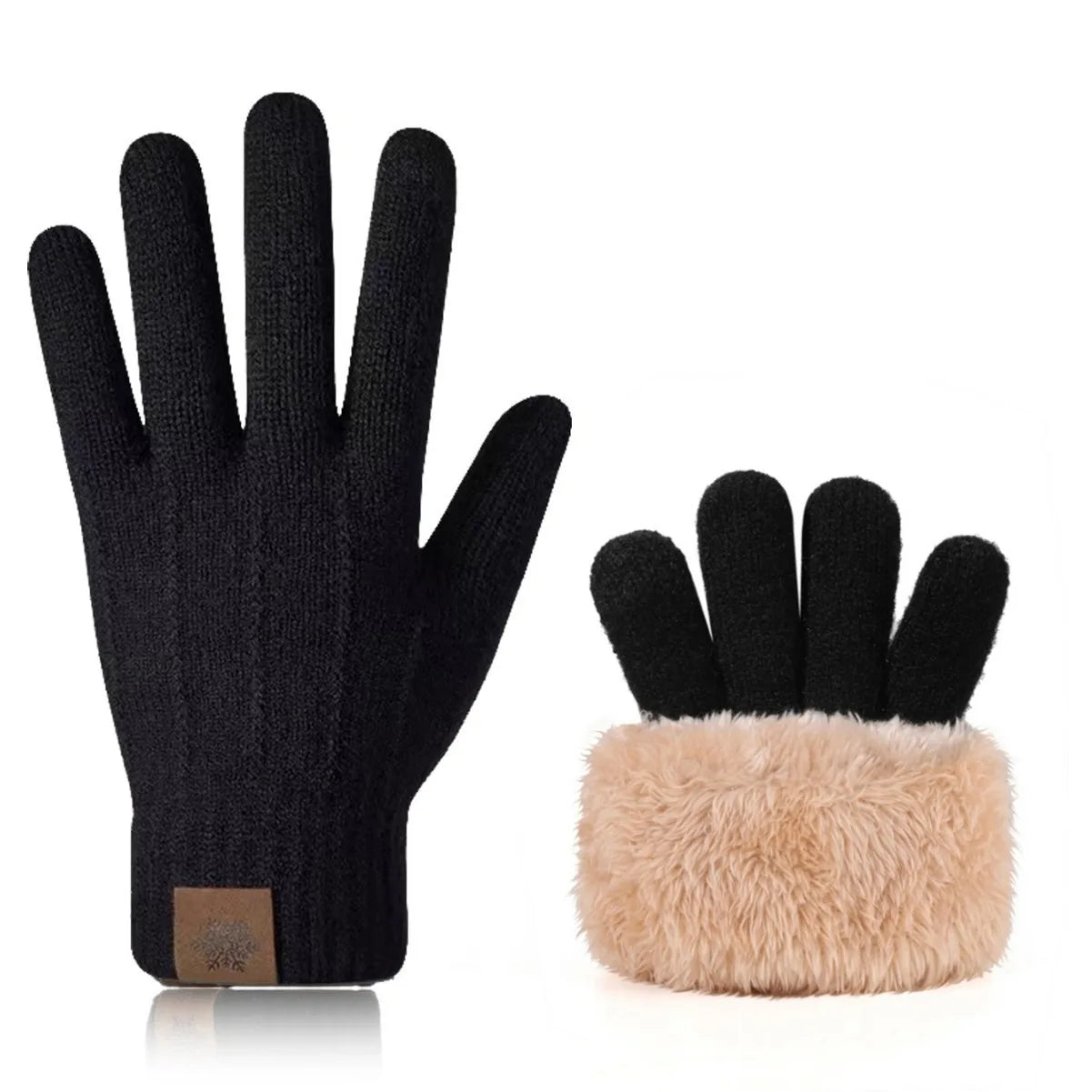 Premium High Class Touch Screen Gloves for Men Women, Winter Warm Flece Lined Knit Gloves, Stretchable Thickened Skiing Travel Gloves