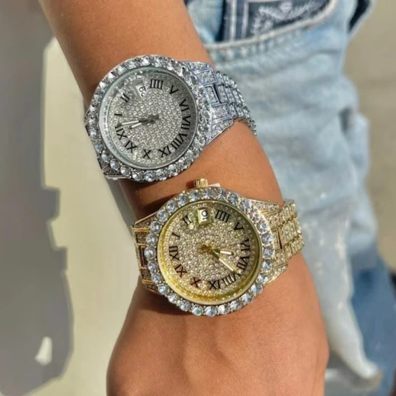 Luxury 2026 Fashion Rhinestone Watch for Women Gifts Sparkling Quartz Timepiece with Stainless Steel Strap Wristwatch for Lover