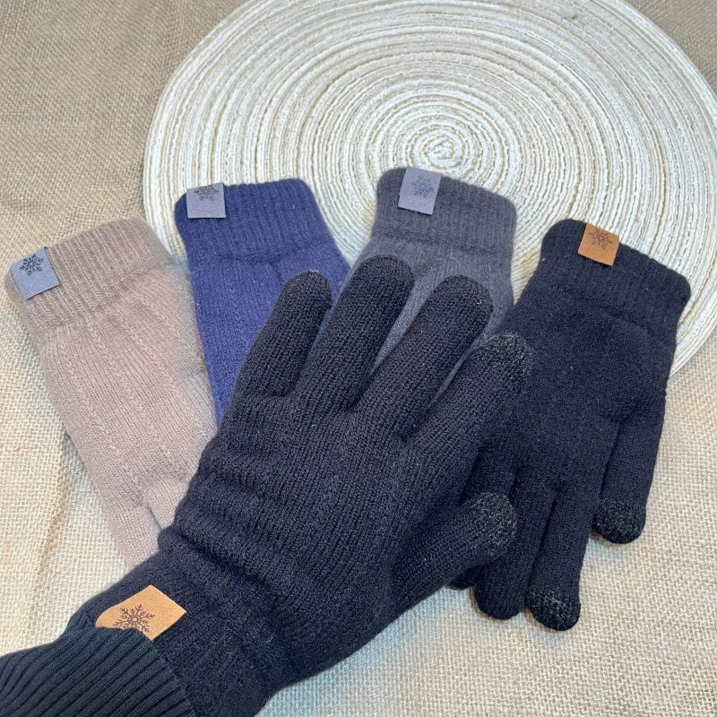 Premium High Class Touch Screen Gloves for Men Women, Winter Warm Flece Lined Knit Gloves, Stretchable Thickened Skiing Travel Gloves