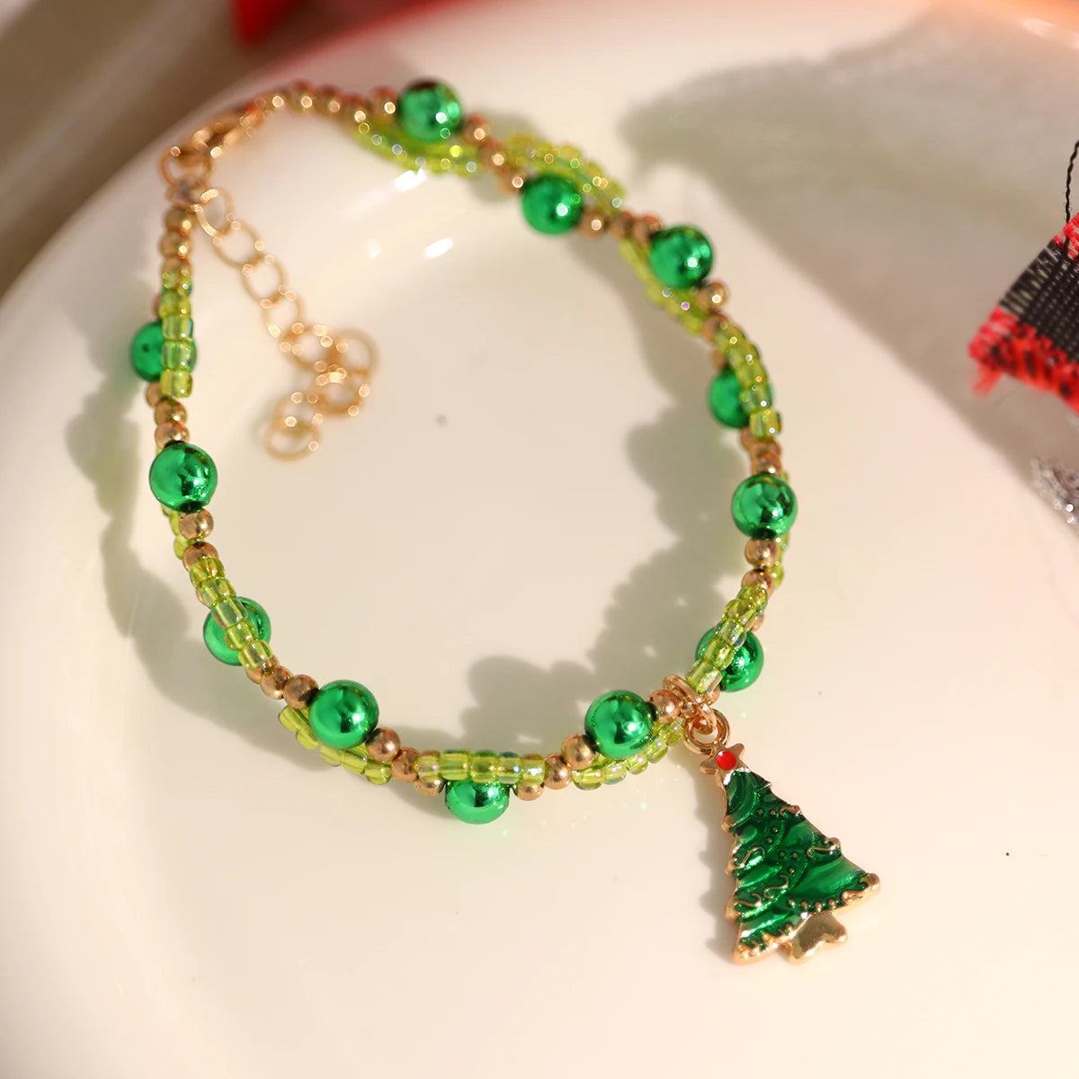 Premium Hand Made Christmas Themed 4 Piece New Hand Woven Bracelet Set with Santa Claus, Christmas Tree, Walking Stick & Teddy Bear Designs(color random)