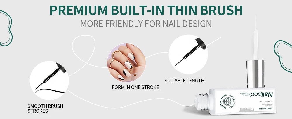 NAILPOP Gel Nail Liner 5 Trendy Colors for Stunning 2026 Nail Art!, DIY French Tips, Swirls & Designs Soak-Off Gel Polish with Brush, NAILPOP 5-Color Gel Liner 2026 Style