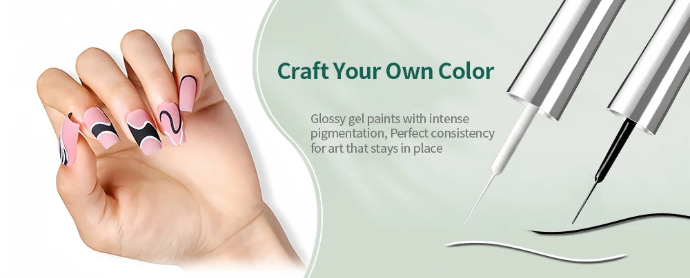 NAILPOP Gel Nail Liner 5 Trendy Colors for Stunning 2026 Nail Art!, DIY French Tips, Swirls & Designs Soak-Off Gel Polish with Brush, NAILPOP 5-Color Gel Liner 2026 Style