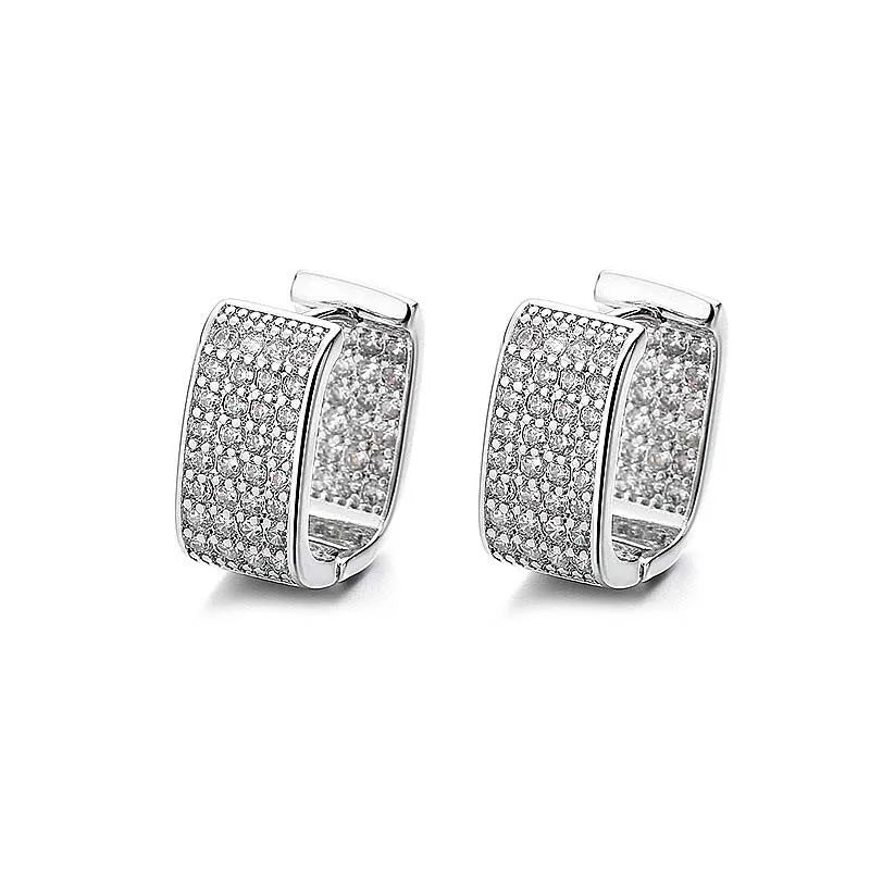 Luxury High Quality 2026 Edition 6 Stainless Steel Gold Silver Color Square Hoop Earrings for Women Luxury Shiny CZ Zircon Geometric Earrings Wedding Jewelry