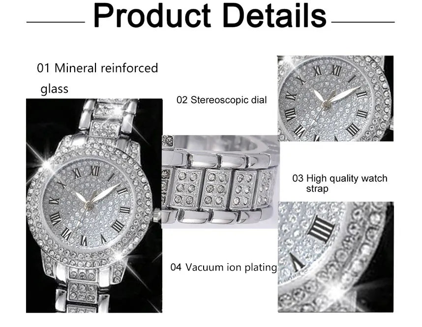 The Ultimate Luxury Vibe  6PCS Alloy & Crystal Watch Set High-Class, Timeless, Unforgettable, Premium Quartz Watch & Bracelet Set Sparkle Brighter, Live Louder, 2026 Edition, Elegant 6-in-1 Luxury Watch & Rhinestone Bracelet Set  Premium Gift