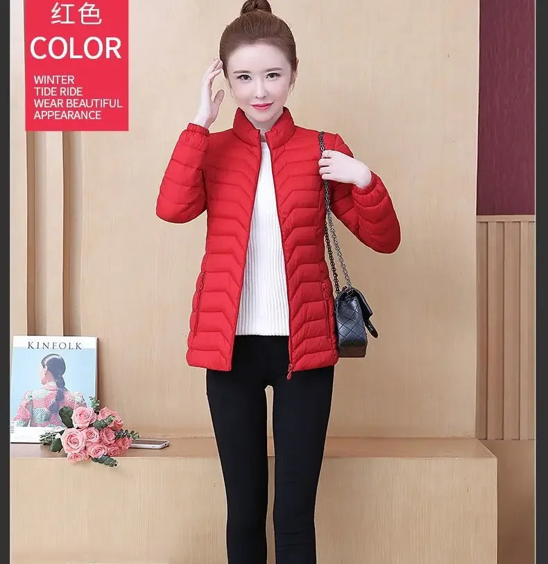 Fashion Women Puffer Jackets Ultralight Duck Down Cotton Jacket 2023 New Autumn Winter Long Sleeve Warm Coat Female Parka