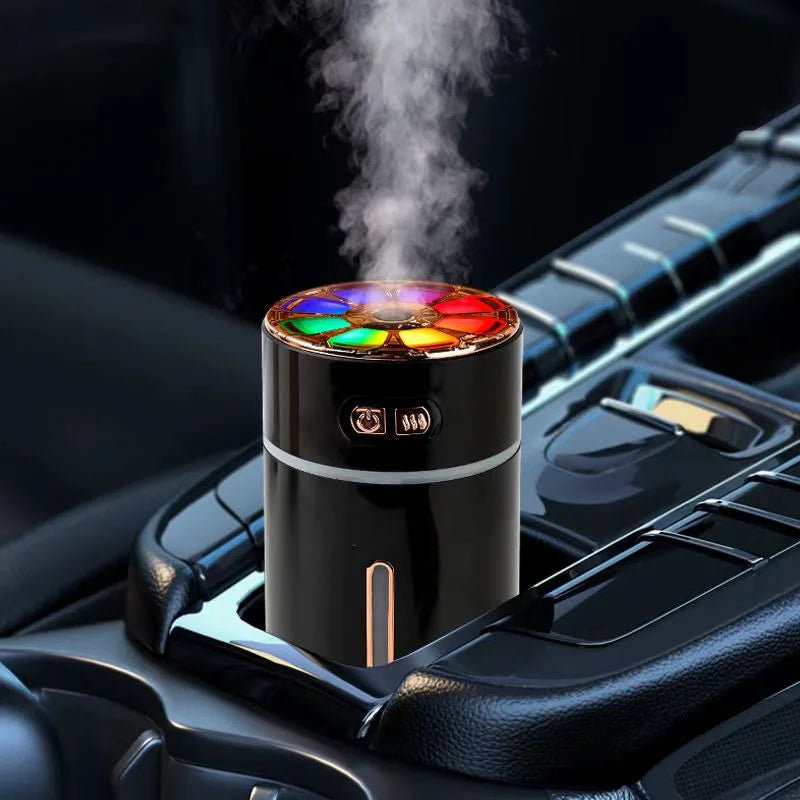Premium Car Diffuser HumidifierUSB Rechargeable Humidifier for Car & Office Compact, Elegant, 300ml Car Humidifier with Visible Water Level & Color Changing Lights