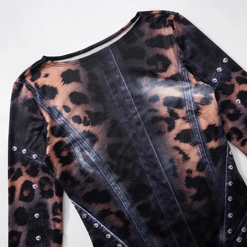 Leopard Print Mini Dress Flared 2026 Fashion , Sexy & Y2K Revival Energy, Premium Slim Fit Leopard Dress Chic, Confident & Party Ready