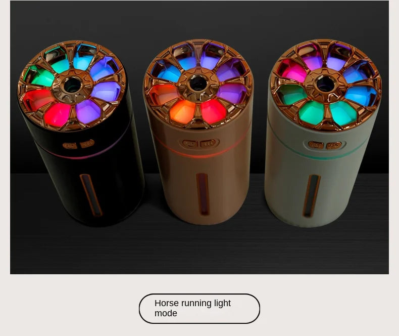 Premium Car Diffuser HumidifierUSB Rechargeable Humidifier for Car & Office Compact, Elegant, 300ml Car Humidifier with Visible Water Level & Color Changing Lights