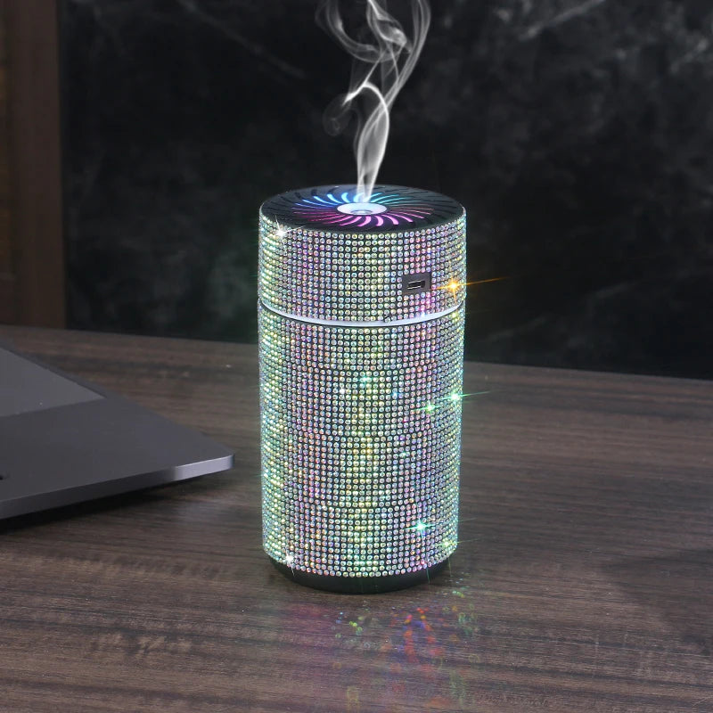 High Quality 2026 Edition Luxury Shiny Car Diffuser Humidifier with LED Light Diamond Auto Air Purifier Diffuser Air Freshener Bling Car Accessories