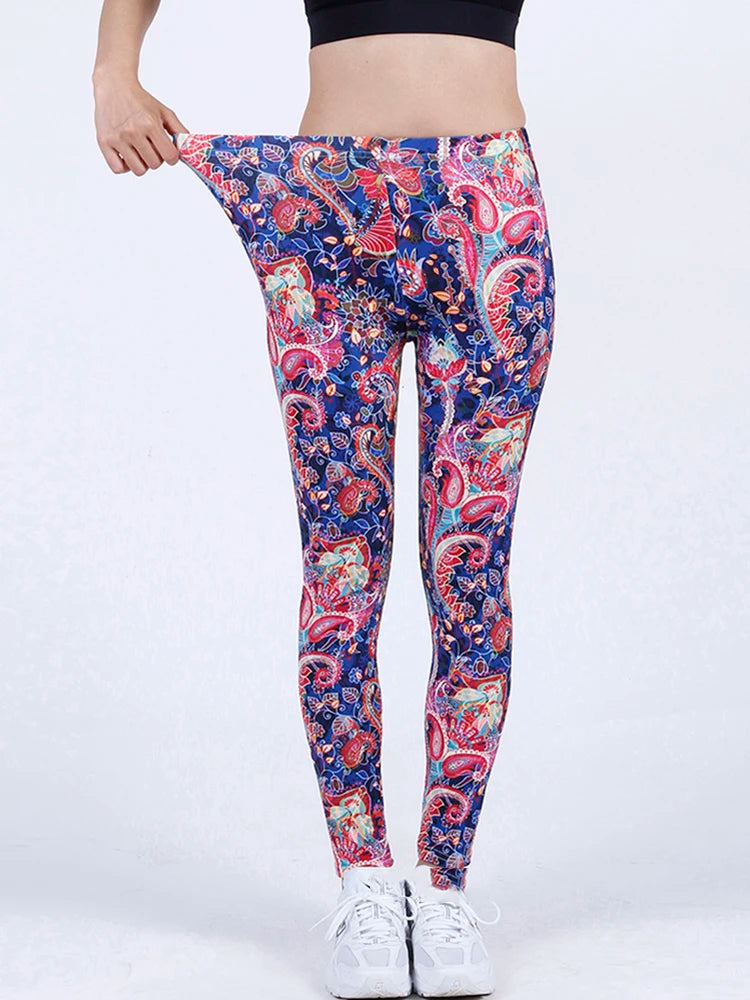 Brand New 2026 Edition CUHAKCI Fashion Women Leggings Beautiful Leaf Floral Printing High Waist Jeggings Stretch Pant Sexy Hot Sale Clothing Mujer