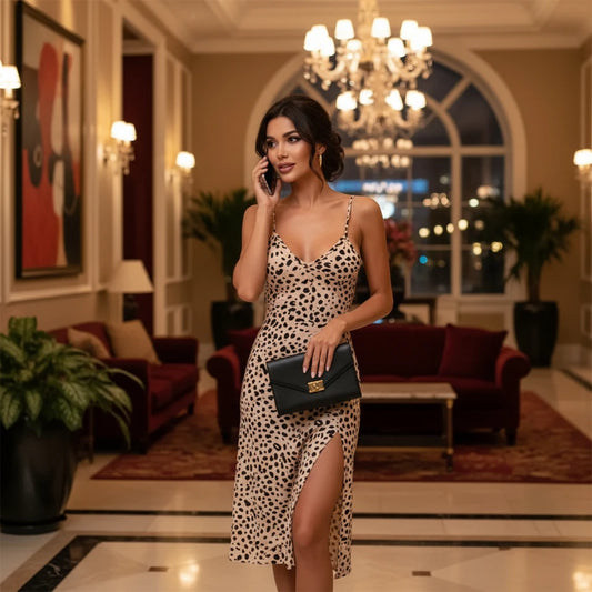 Premium Leopard Print Suspender Dress for Fierce Fashion Queens High Quality Slim Fit Leopard Print Dress That Hugs Every Curve Perfectly, 2026 Leopard Bodycon Dress Trendy, Confident & Irresistible,