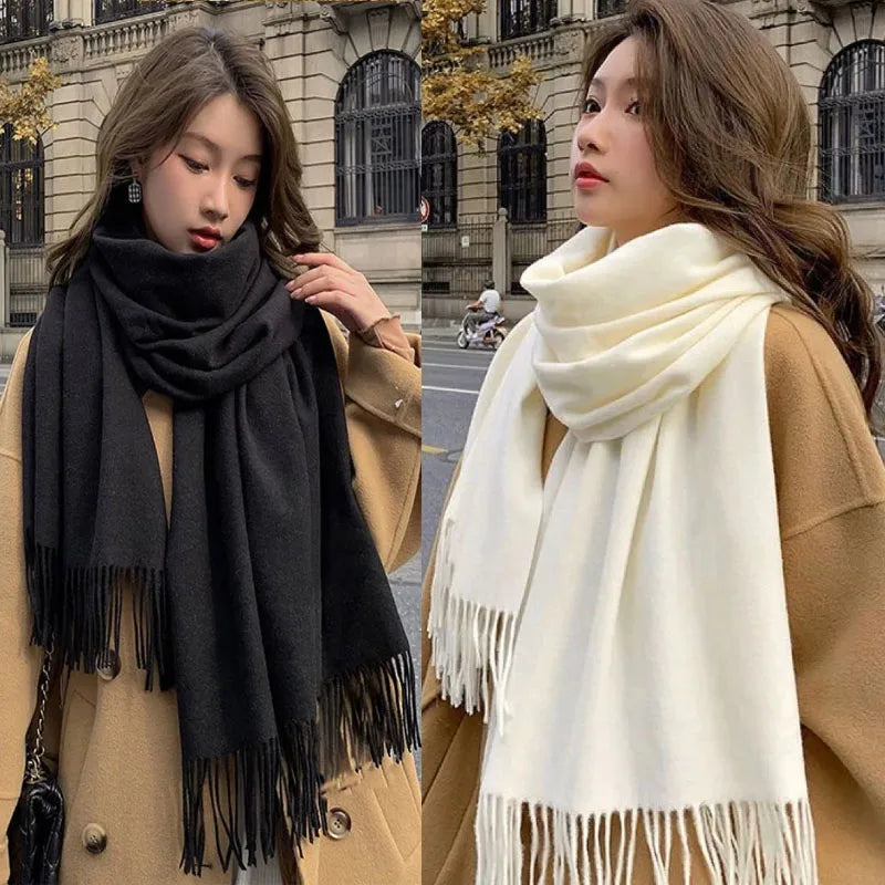 Luxury! Premium Wool & Cashmere Checkered Scarf for Women, Elegant Black Scarf That Elevates Any Winter Outfit, Soft Cashmere & Wool Scarf with Timeless Checkered Style