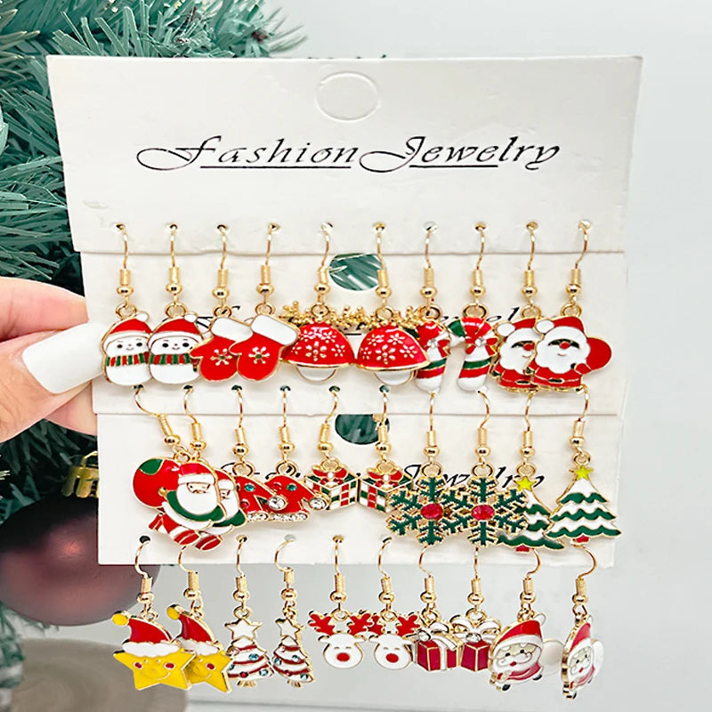 Premium High Clas Christmas Themed 50 pcs Set of Earrings Christmas Themed Earrings Vintage Metal Santa Earrings Designed for Women Fashion