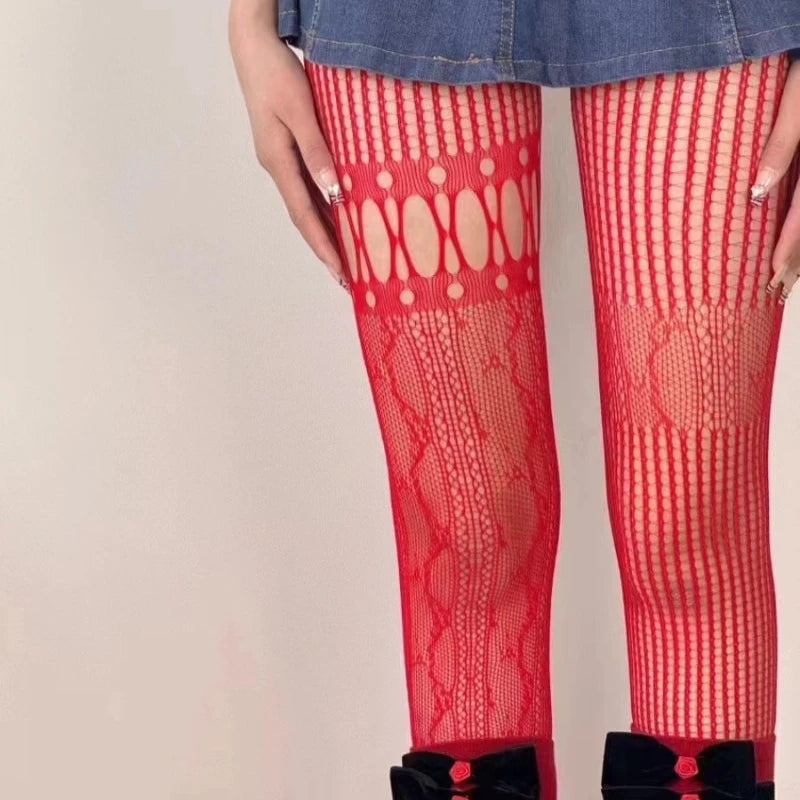 High Quality 2026 Sexy Adult Fantasy Fancy Edition Hollow Out Mesh Lace Fishnet Stockings Pantyhose Lolita Japanese Style Women Spring Summer New Design Print Uniform Sexy Tights