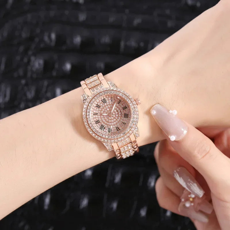 Luxury 2026 Fashion Rhinestone Watch for Women Gifts Sparkling Quartz Timepiece with Stainless Steel Strap Wristwatch for Lover