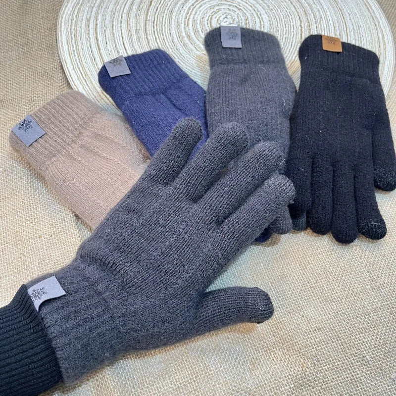 Premium High Class Touch Screen Gloves for Men Women, Winter Warm Flece Lined Knit Gloves, Stretchable Thickened Skiing Travel Gloves