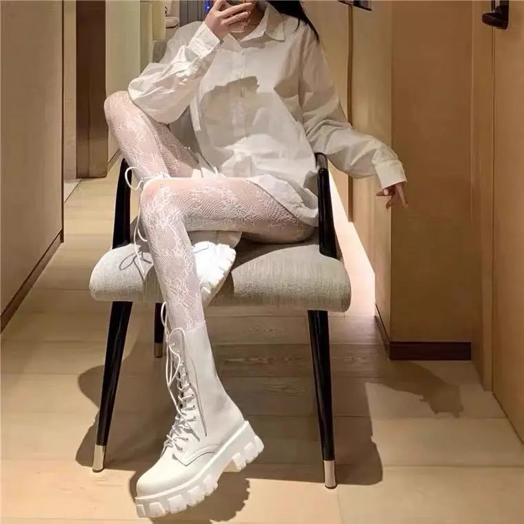 High Quality Heart Flower Pattern Pantyhose, Trendy Japanese Punk Inspired Mesh Tights Sexy, Soft & Premium, Mesh Heart & Flower Fishnet Stockings, Sexy & Cute! Heart Flower Mesh Fishnet Tights for Trendy Girls