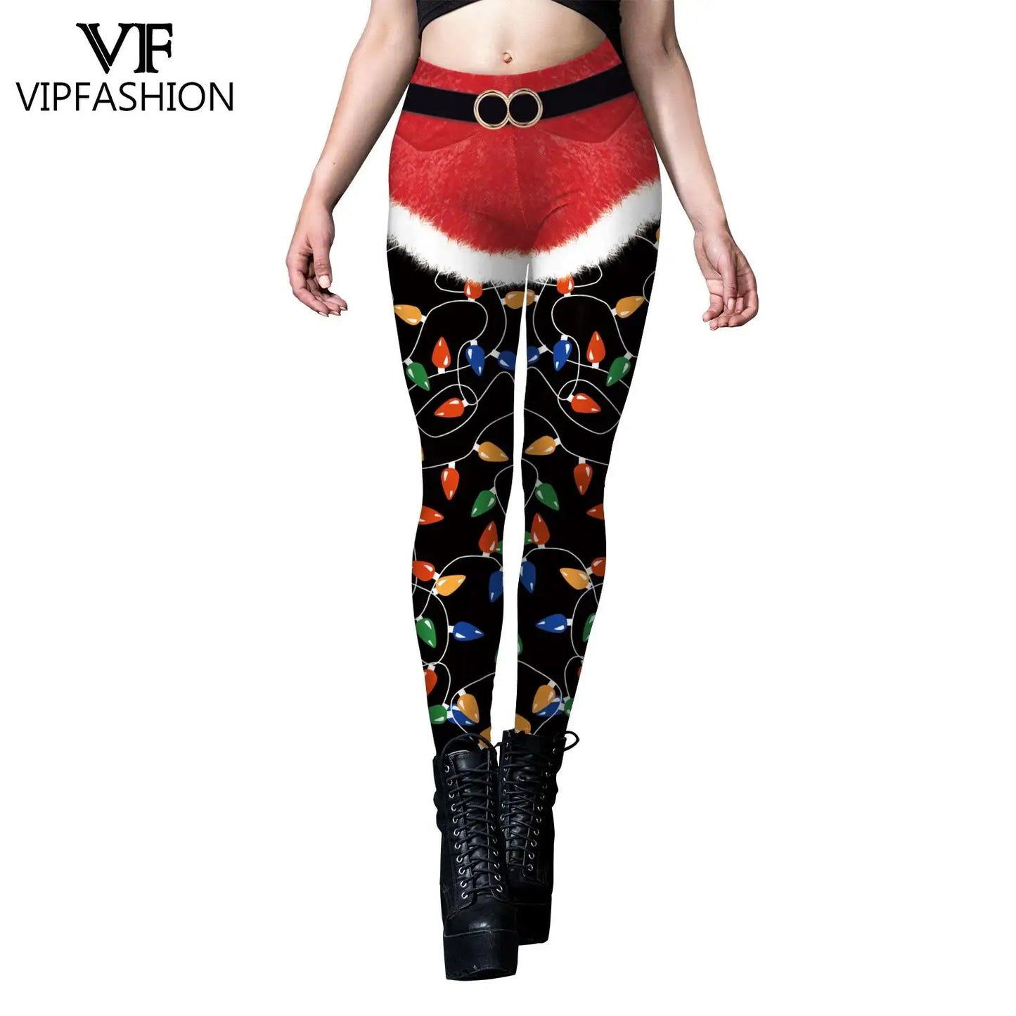VIP FASHION Quality 2026 Edition Women Cosplay Xmas Belt 3D Print Gifts Leggings Christmas Snowflake Pattern Stretchy Skinny Workout Pants